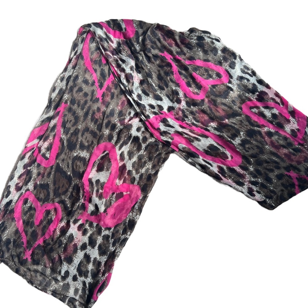 BROWN / BLACK / PINK LEOPARD PRINT LIGHT WEIGHT SHEER SCARF